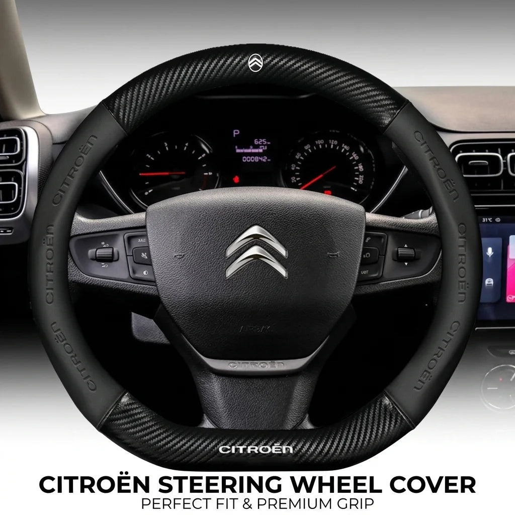 For Citroen C2 C3 C5 Aircross VTS Xsara C-Crosser Berlingo Jumpy Carbon fiber Leather Car Steering Wheel Cover Auto Accessories