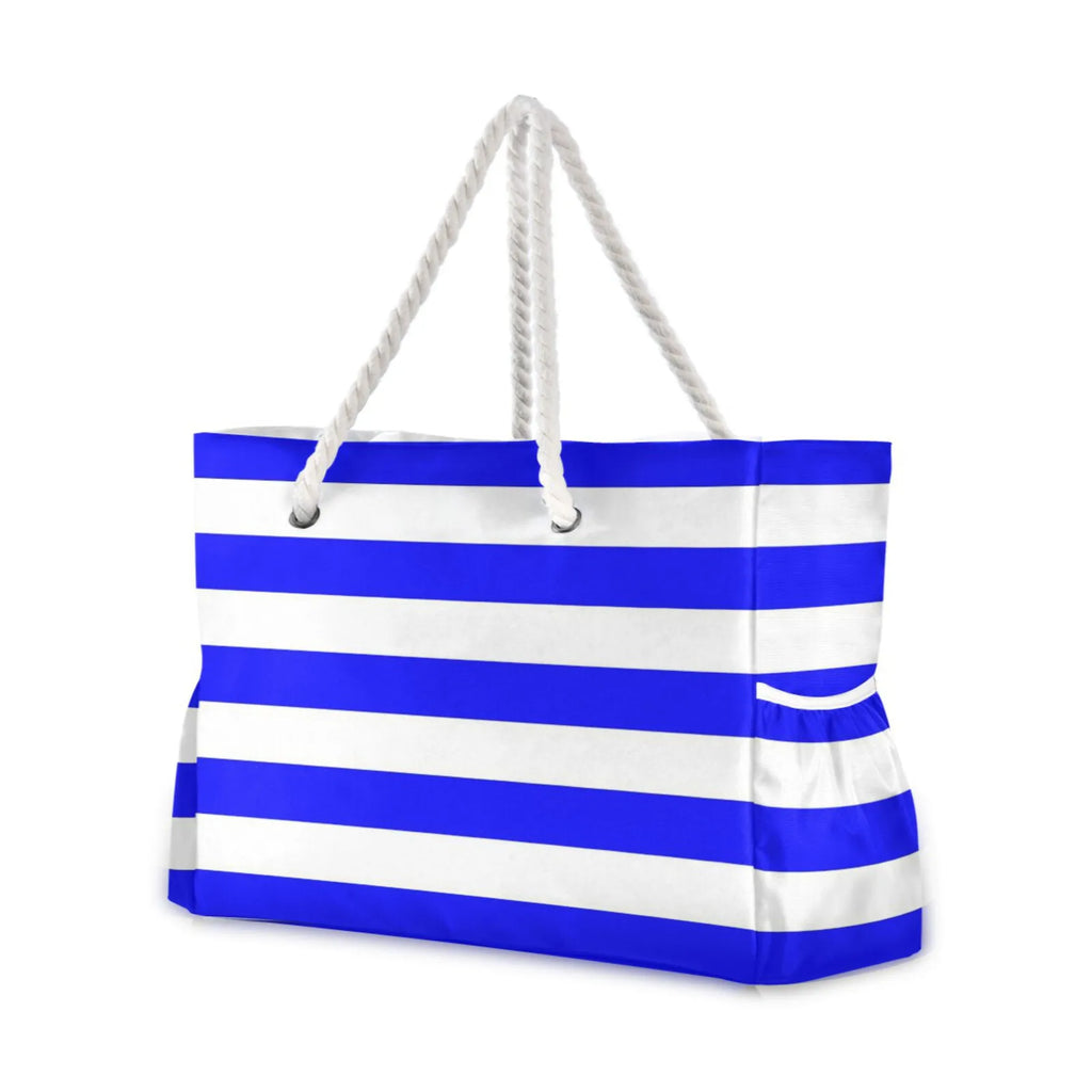 Hot Fashion Beach Women Large Capacity Shoulder Bag Handbag Blue Stripe Rope Handles Shoulder Beach Tote Bags Shopping Bag New
