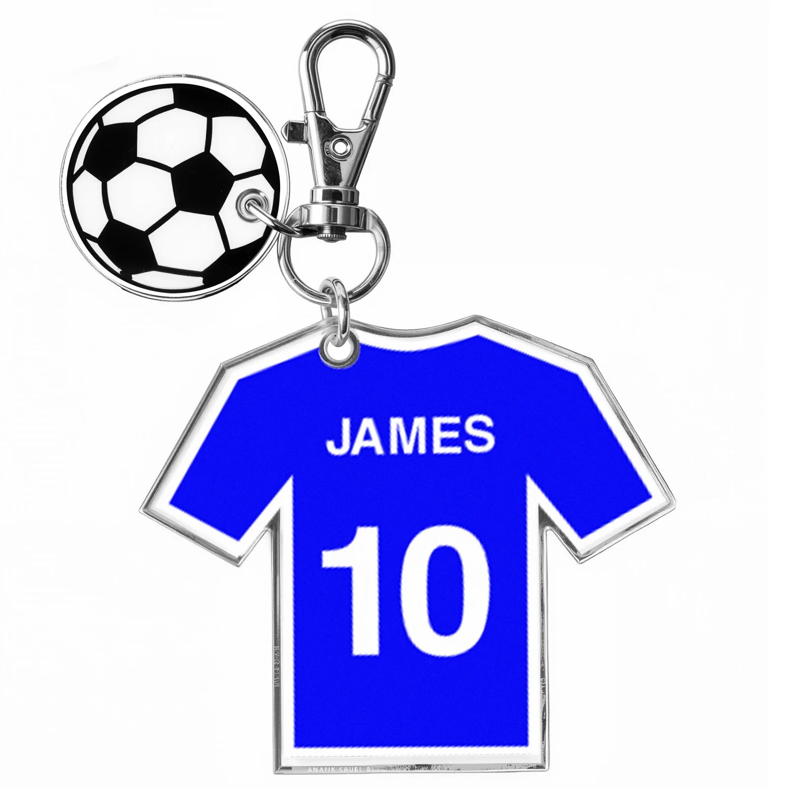 Custom Football Jersey Keychain Personalized Name Number 8 Colors Available Soccer Fan Gift