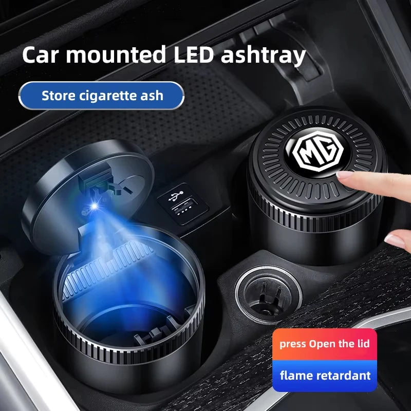 Car Ashtray LED Light Metal Inner Liner Accessories For MG ZST ZS MG3 MG5 GT GS Hector ZX EZS EHS Energy MG3SW EZS-Pure Electric