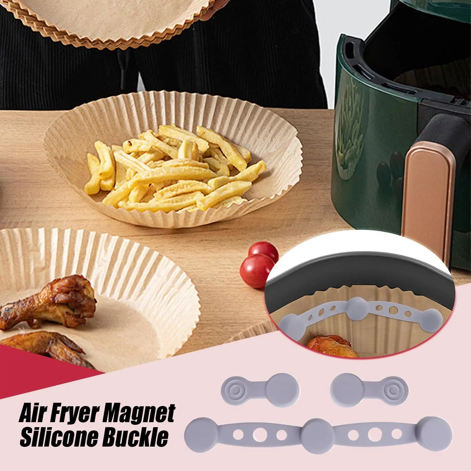 Air Fryer Magnetic Buckle Air Fryer Buckle Silicone Accessories Liner Holder for Holding Down Parchment Paper Prevent Paper From