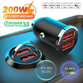 Universal 200W QC PD Mini Car Fast Charger 12-24V Lighter Fast Charging Car USB Charger for Xiaomi Samsung Huawei iPhone Power