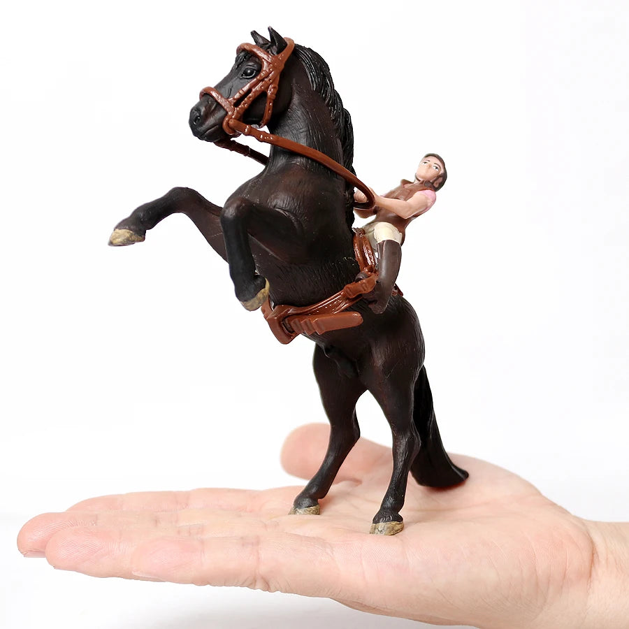 Realistic Equestrian Rider Horse with Saddle and Bridle Riding Playset Model Figures Decoration Educational Toys for Kids