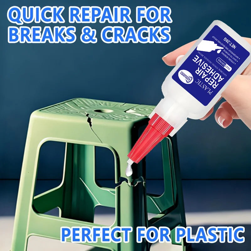 New Plastic Stool Repair Glue - Instant Bonding That Won't Fall Off! Quickly Fixes Cracks, Broken Legs, and Missing Corners. Hig