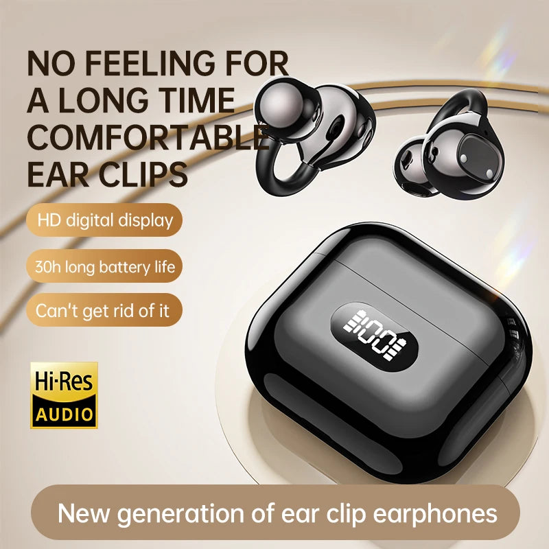 AI Translator Earbuds, Clip-On Open Ear Headphones, Wireless Bluetooth Translation Earphones with 144 Languages Real-Time Trans