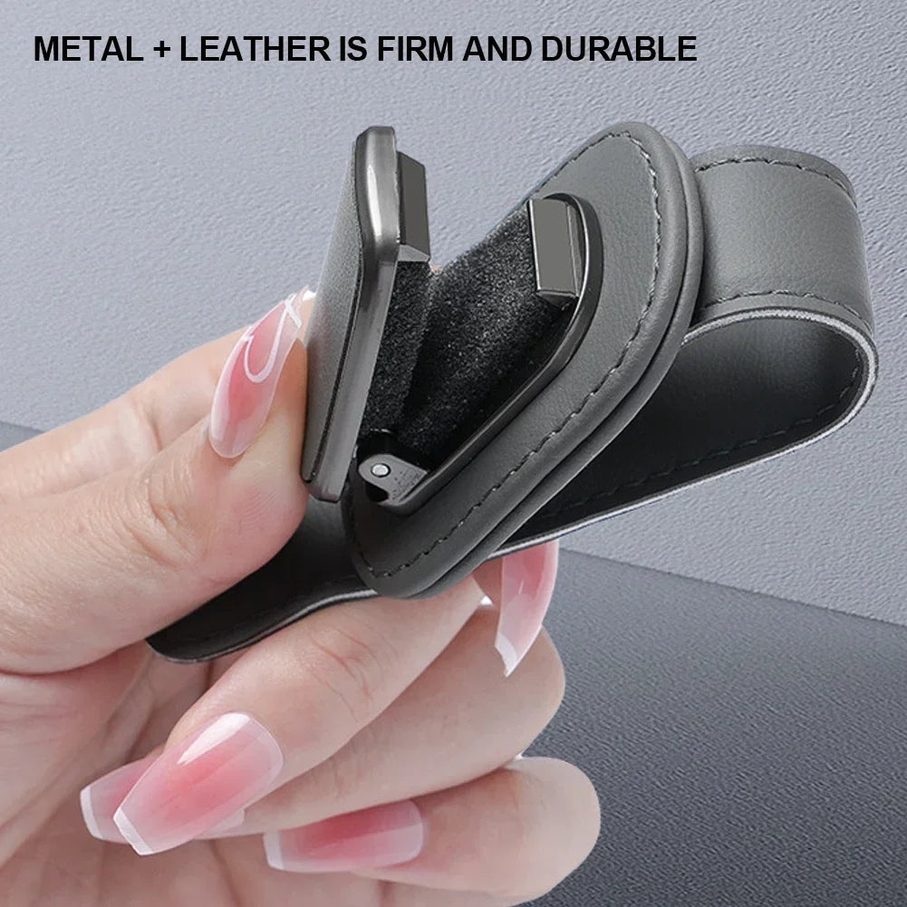 Car Eyeglass Storage Clip Card Ticket Holder Super Fiber Leather Sun Visor Sunglasses Holder Auto Interior Accessories