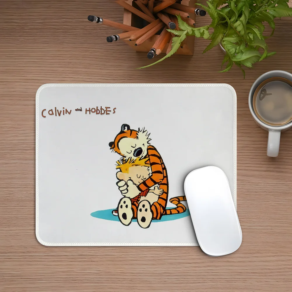 Cartoon C-Calvin And H-Hobbes Mouse Pad Esports Mousepad Laptop Computer Locking Edge Office Desk Mat Rubber Small Anti Slip Pad