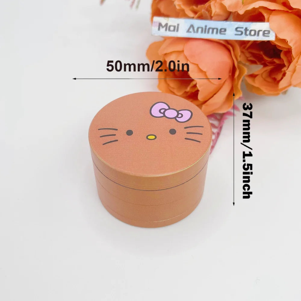 2inch Hello Kitty Herb Grinder Metal Sanrio Mortar Spice Mill Manual 4-layer Salt Grass Tobacco Grinder Smoke Cigarette Tool