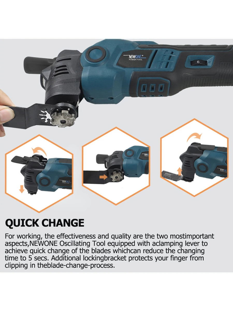 NEWONE 18V Brushless Quick release Oscillating tool Multi functional tool Renovator Electric trimmer Compatible for LXT 18V