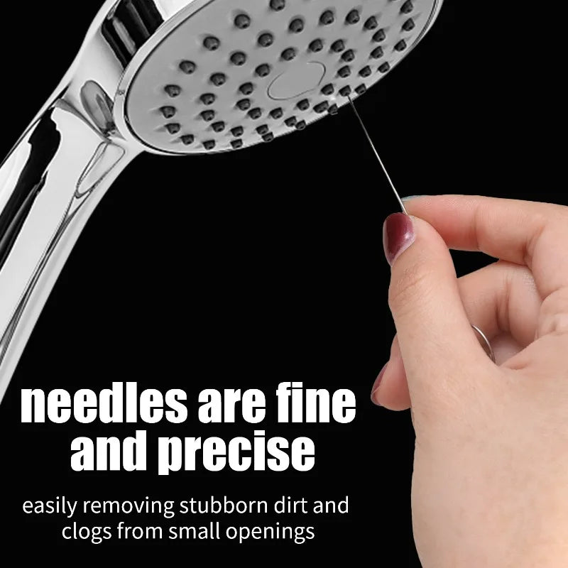 Stainless Steel Needle Shower Head Cleaning Brushes Set Suitable For Multi Size Shower Heads Bathroom Accessory Cleaning Tools