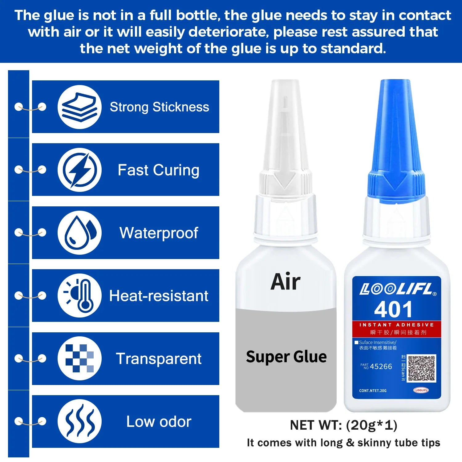 Super Glue with a Curing Time of 2-5 Seconds - Strong Adhesive, Permanent Fabric Adhesive, Used for Repairing and DIY | Shoes20g