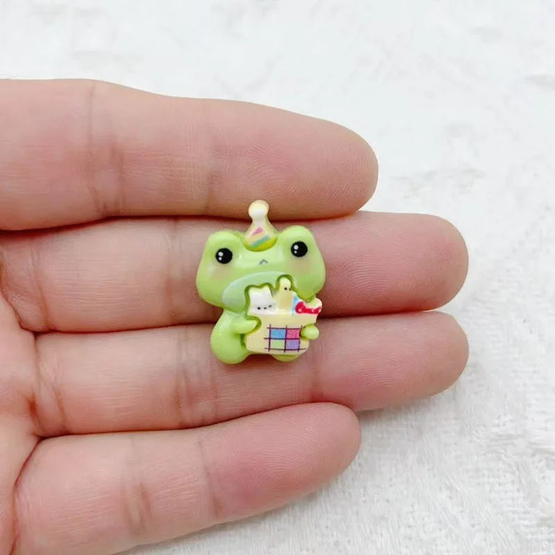 10pcs Cartoon Frog Set Resin DIY Jewelry Accessories Phone Case Water Cup Refrigerator Patch Hair Clip Hair Accessories Material