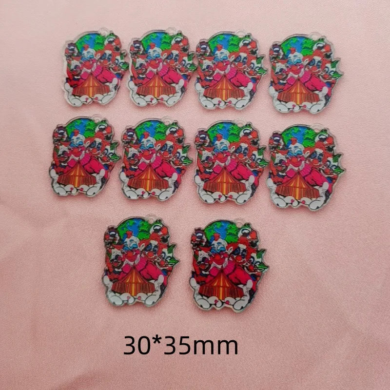 10pcs acrylic cartoon clown pendant, DIY jewelry accessories, jewelry making earrings, necklaces, keychains