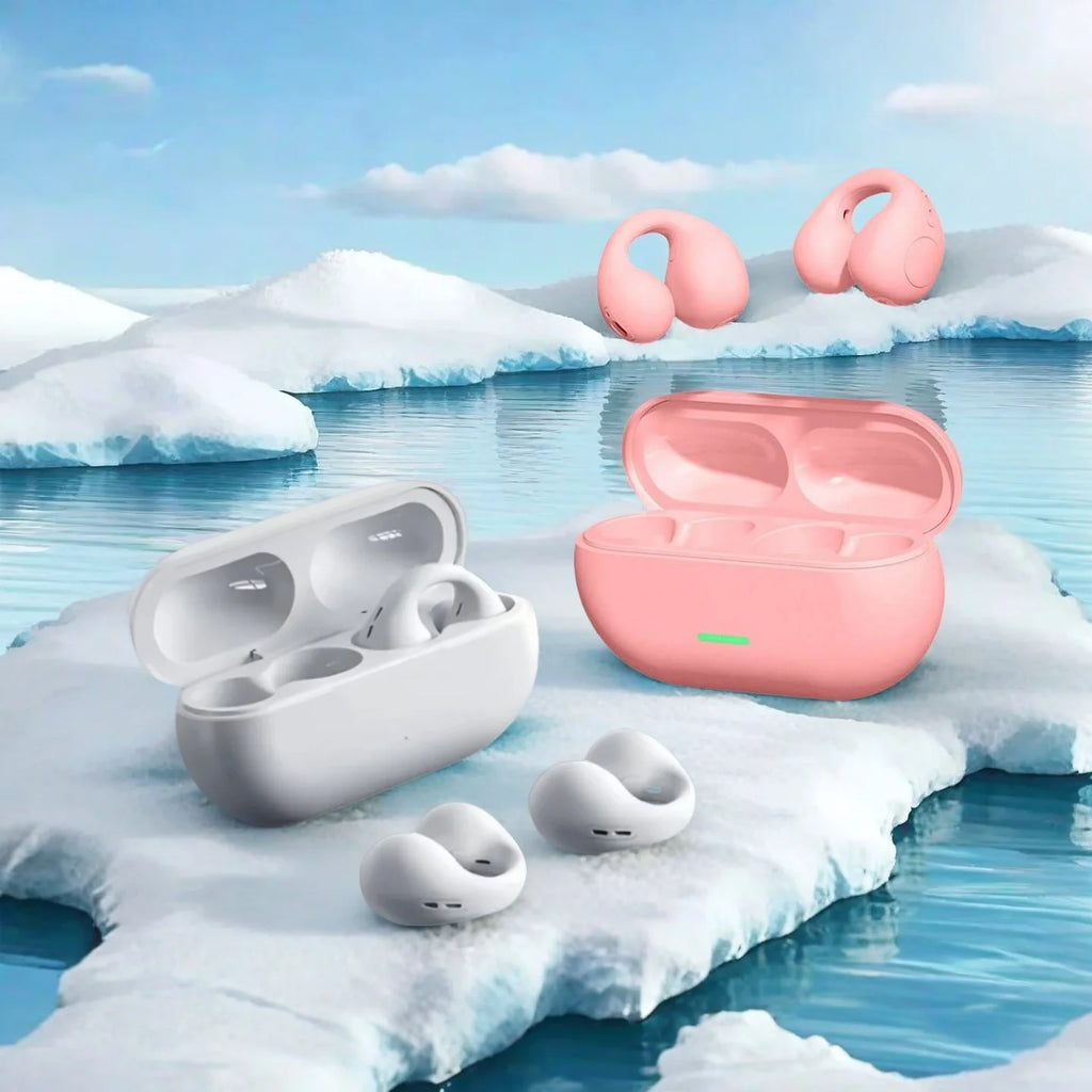 Open Ear Bluetooth 5.3 Earphones Ear Clip Wireless Earbuds Sports Noise Reduction Headphones HD Call Gaming Headsets