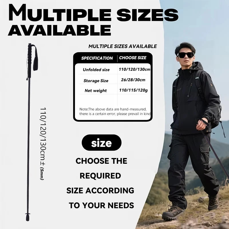 Foldable 5-Sections Ultra-Light 110g Hiking Poles Carbon Fiber Sticks Trekking Poles Walking Cane Outdoor Gear Trekking Mujer