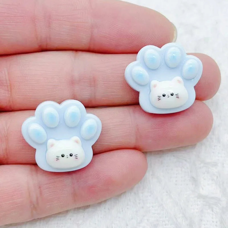 10pcs Cartoon Cute Cat Claw Resin Patch Creative Water Cup Decoration Phone Case Refrigerator Adhesive Material