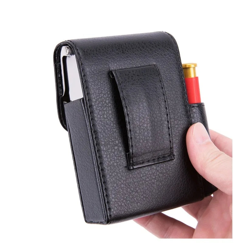 Pocket Leather Cigarette case Lighter bag box Storage Organizer Smoking Tools Accessories Waterproof cigar Man Birthday Gift