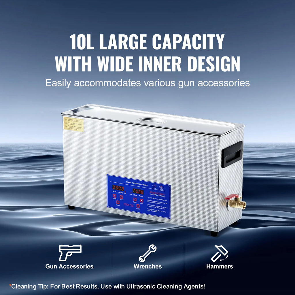 10L Ultrasonic Gun Cleaner 300W Ultra Sonic Cleaner Timer Heater Basket