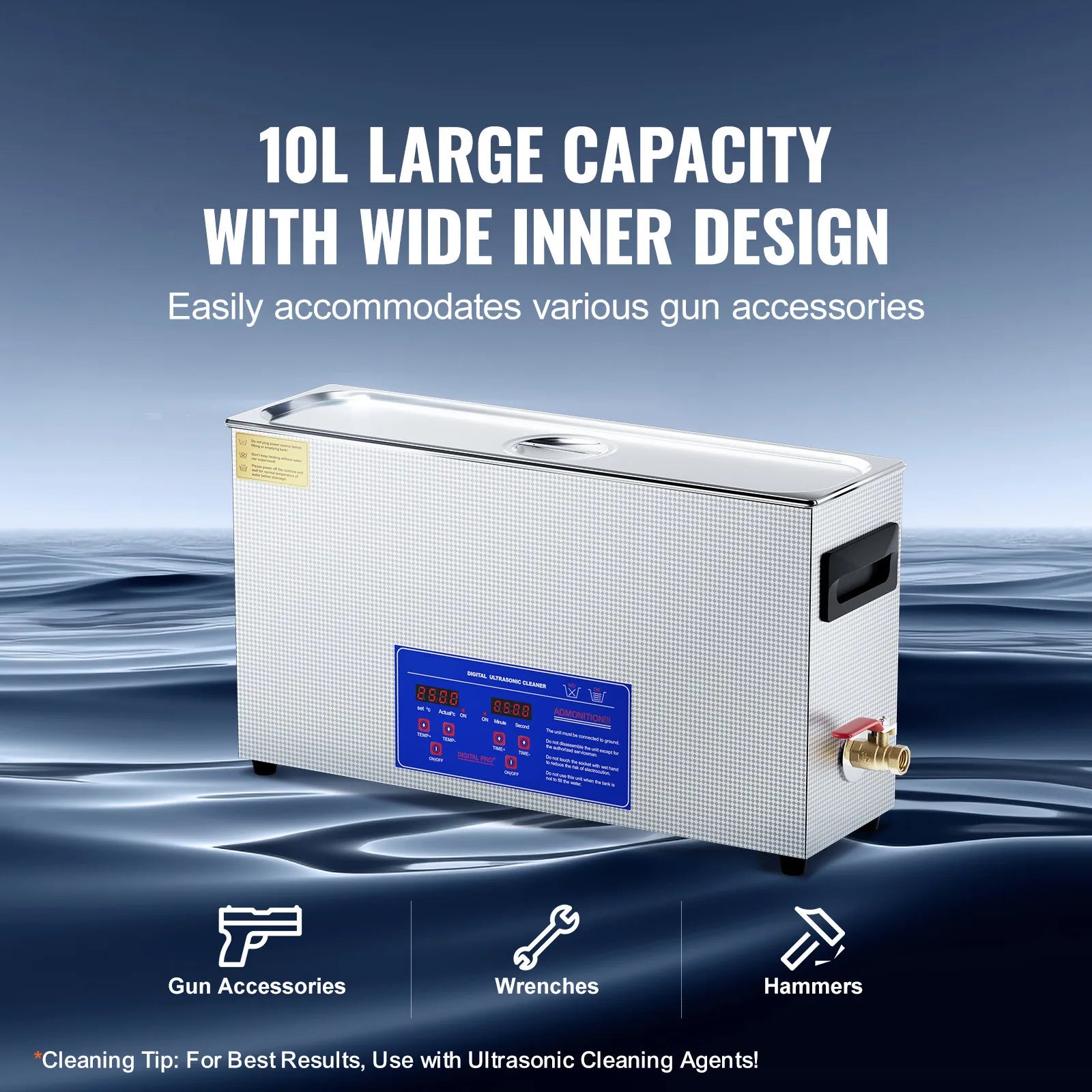 10L Ultrasonic Gun Cleaner 300W Ultra Sonic Cleaner Timer Heater Basket