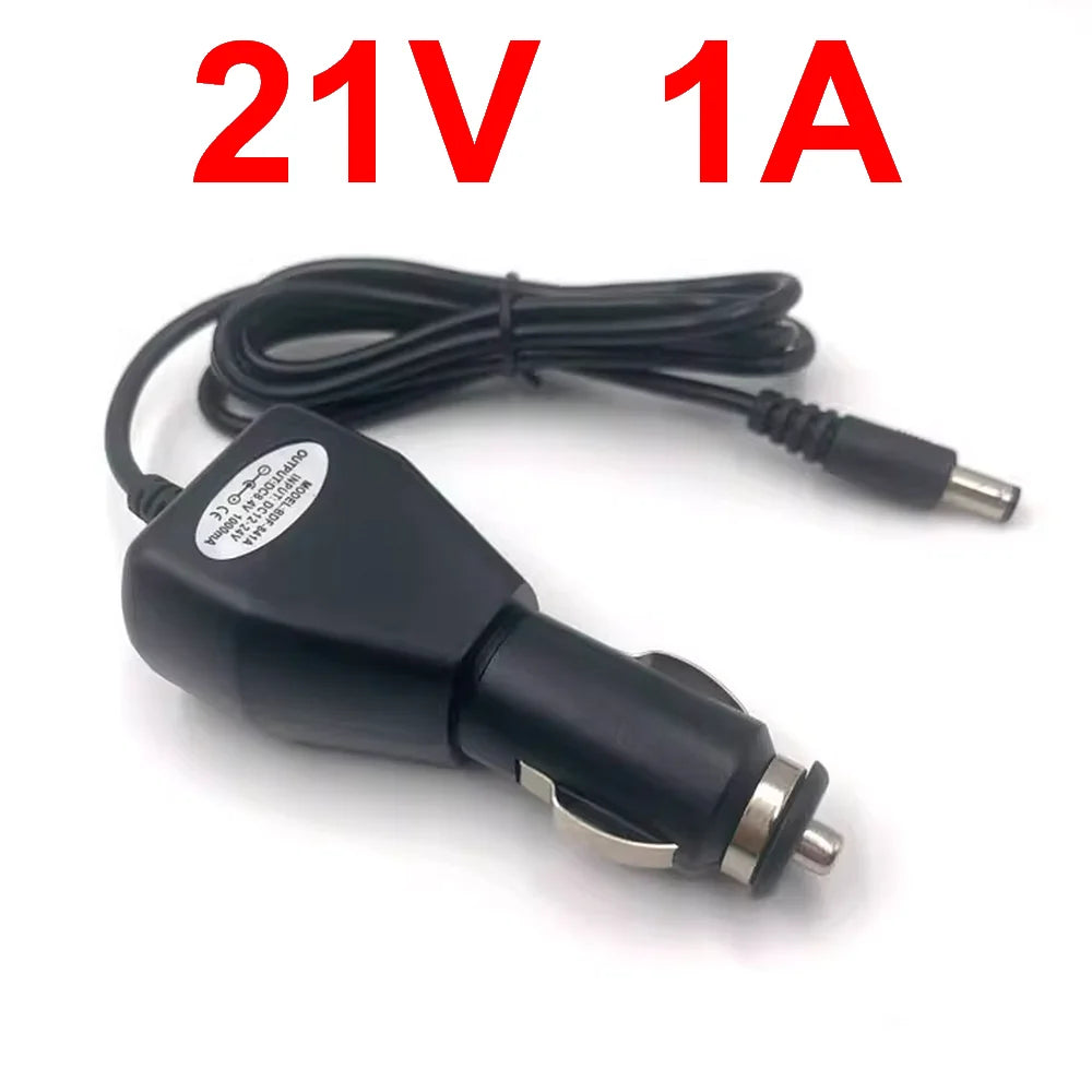 Car Charger DC 4.2V 8.4V 12.6V 16.8V 21V 1A 1000mA 18650 Li-ion LiPo Battery Smart Electric Wrench 12V-24V Power Cables