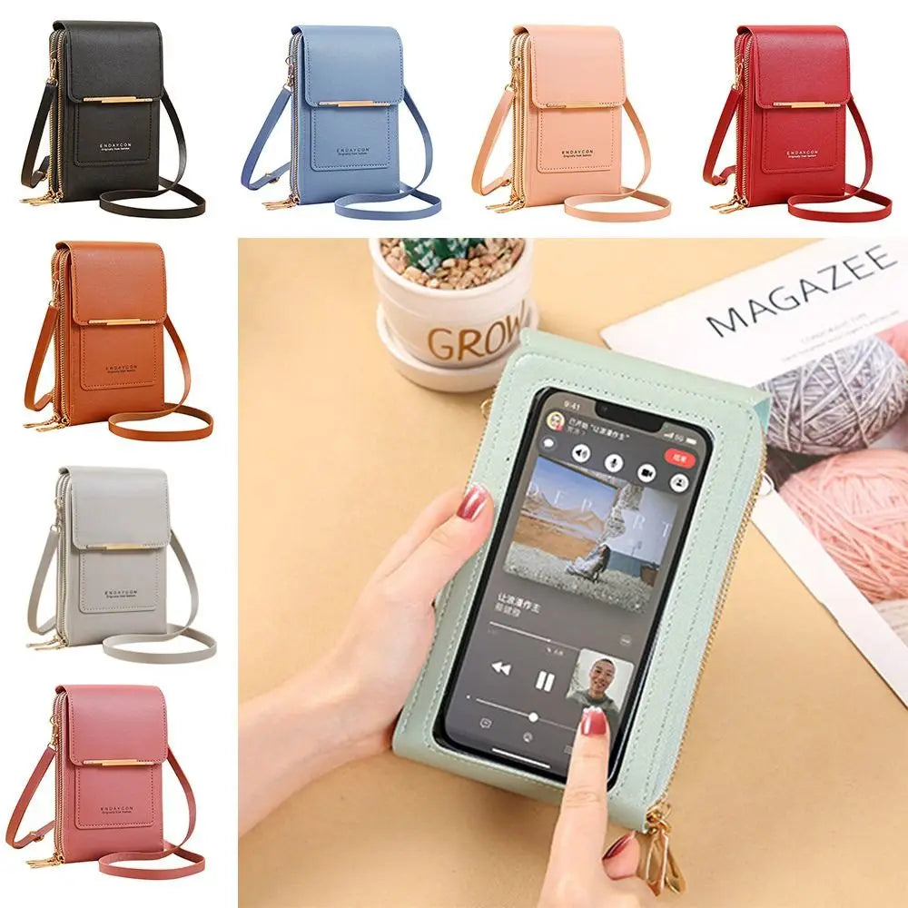High Quality PU leather Crossbody Bags RFID Anti Theft Purse Bag Touch Screen Phone Bag Women Travel Smartphone Handbag