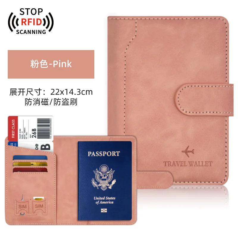 PU Passport Holder Travel Wallet Stop RFID Passport Covers Splicing Magnetic Buckle Passport Pouch ID Holder Air Ticket Holder