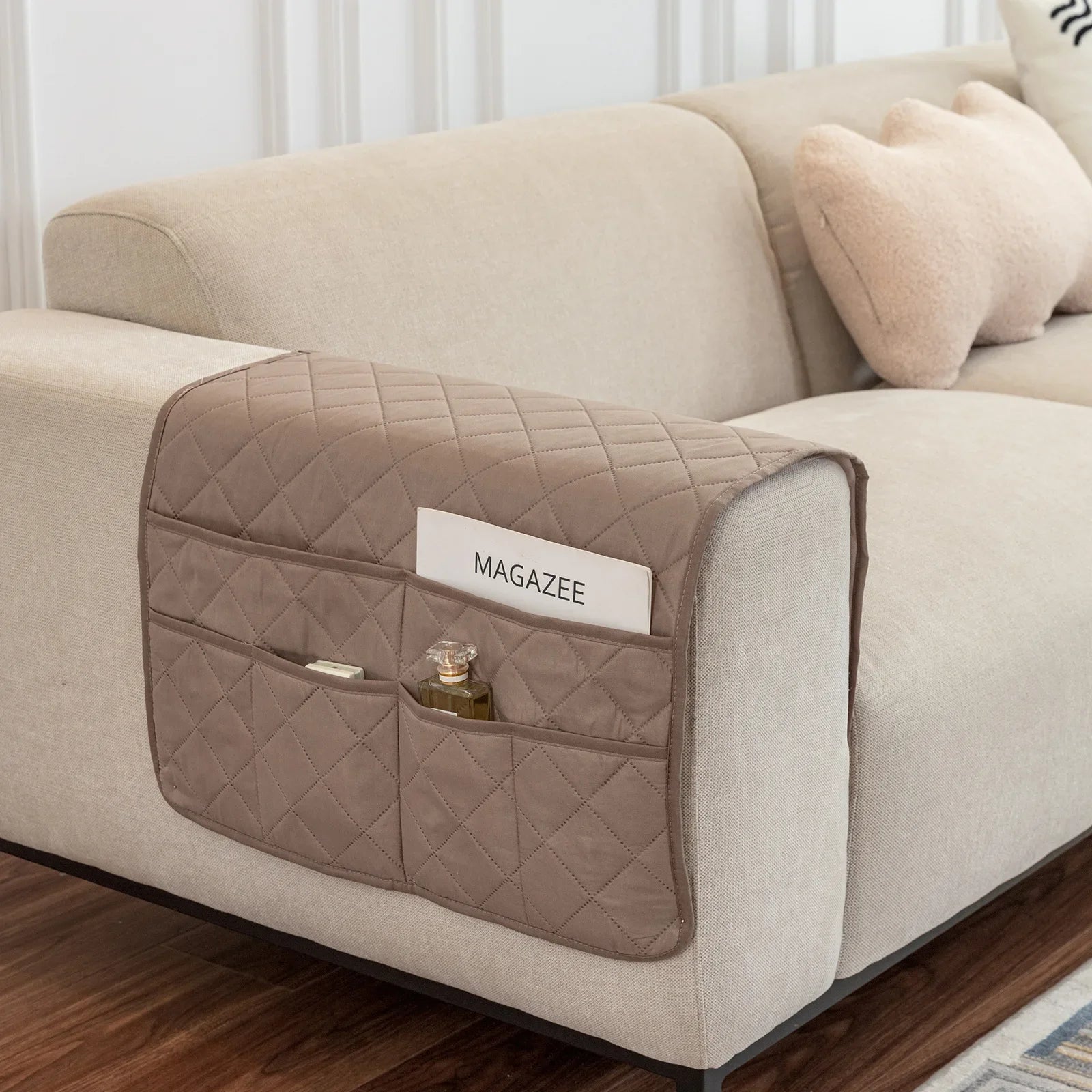 New Sofa Hand Towel with Storage Pocket Magazine Remote Control Sofa Recliner Armrest Clutter Management Bag
