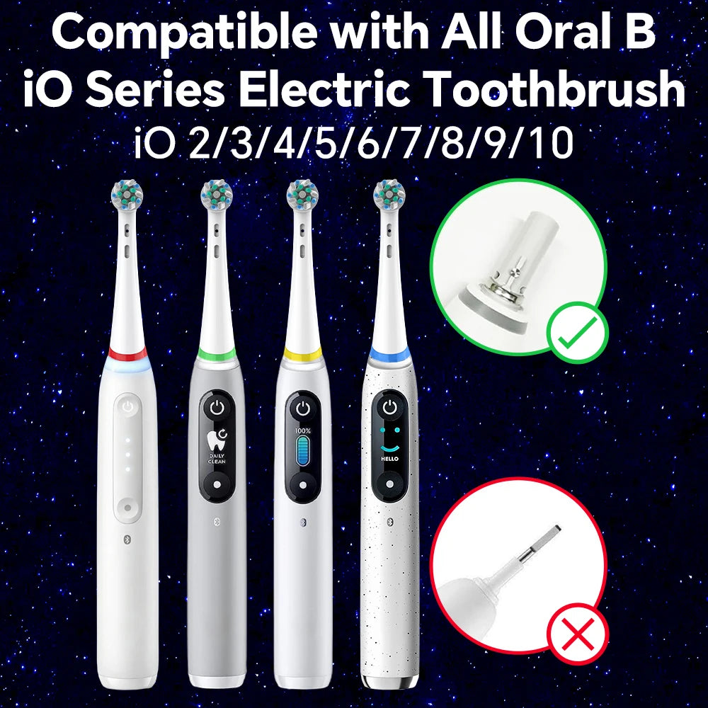 Toothbrush Travel Case Protective Box and 4 Pcs Replacement Brush Heads Set Compatible with Oral B iO Series Electric Toothbrush