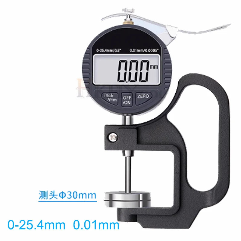 0-12.7mm Digital Micrometer Thickness Gauge Large Size Alloy Measuring Surface Caliper Gauge Sponge Leather Measuring Tools 25.4