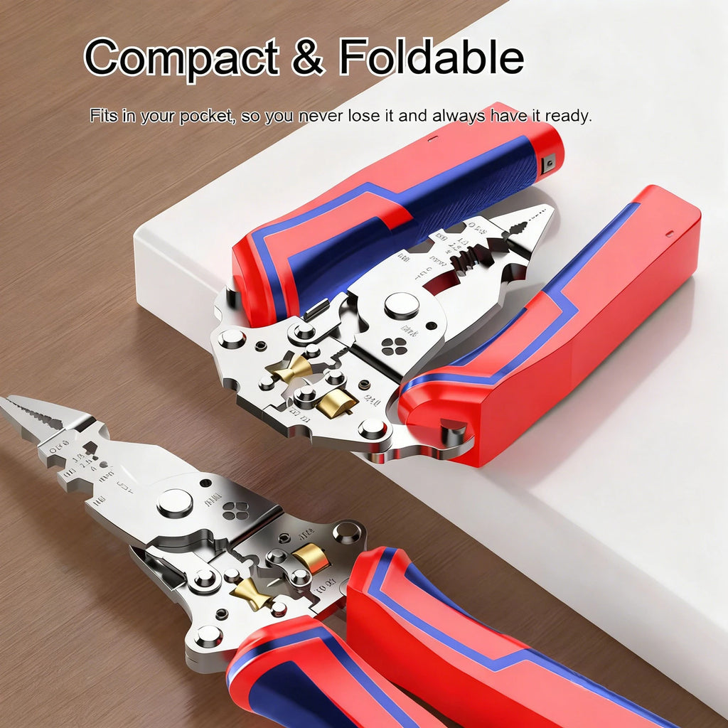 Foldable Wire Stripper with Electricity Measurement Function,Multitool, Electrician Pliers, Cable Cutting, Crimping Tool, 9 in 1