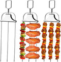 Set of 1/3 Stainless Steel Barbecue Fork BBQ Fork Practical Grilling Skewers for Meat Shrimp Kitchen Tools with Push Rod Sliders