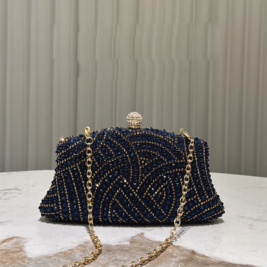 Wedding Party Clutch Purse Glitter Banquet Bag Crystal Shiny Diamond Evening Bag Women's Handbag Chains Shoulder Crossbody Bags