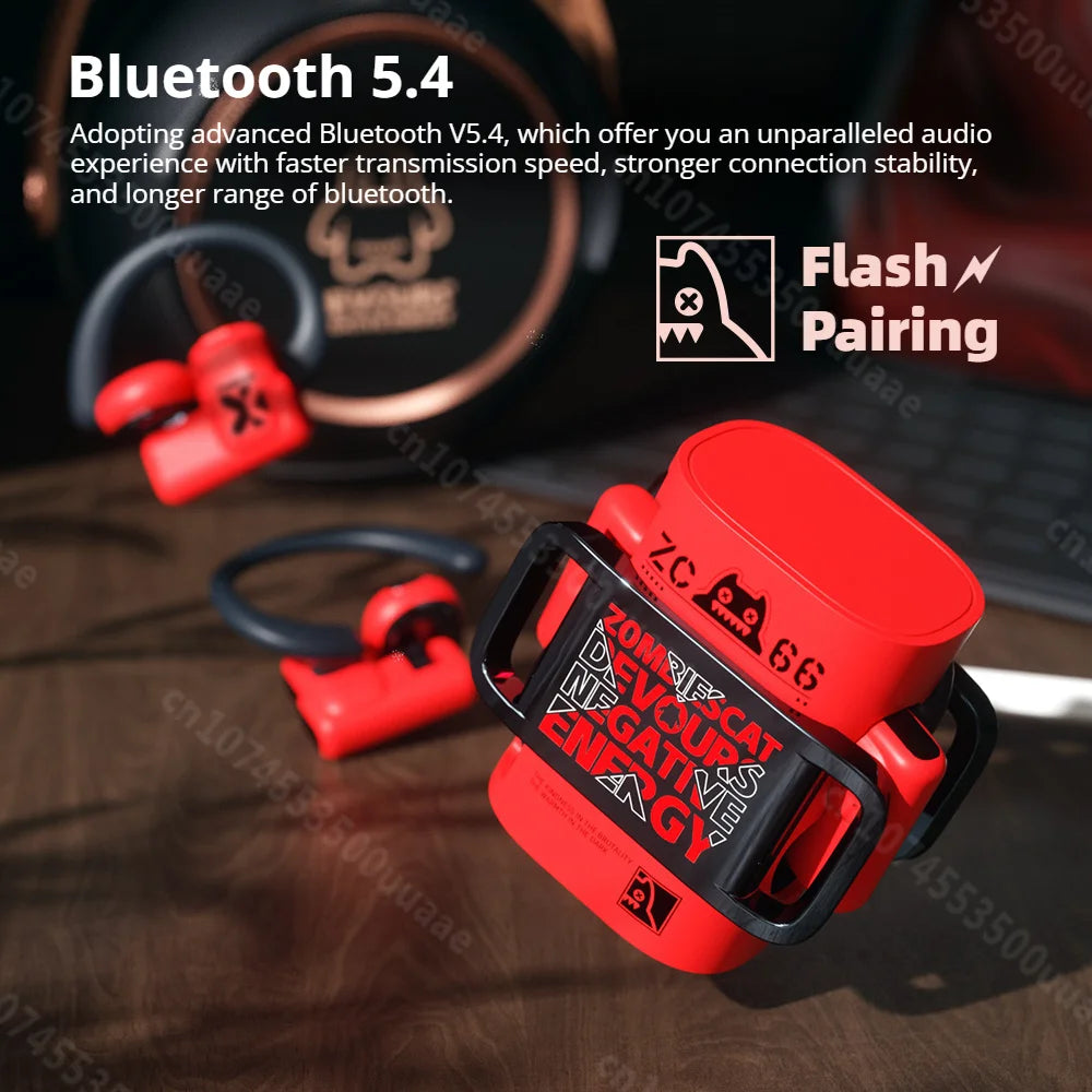 Zombies Cat B9 OWS/TWS Wireless Earbuds Open Ear/in Ear Dual Mode Bluetooth 5.4 Earphones Crystal Clear Calls Wireless Headphone