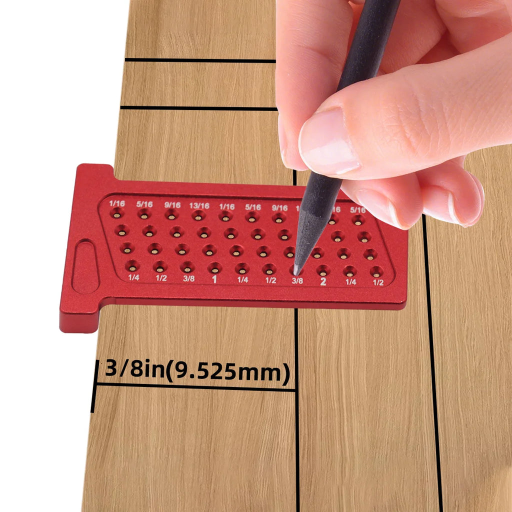 Woodworking Precision Hole Scribe, T-Ruler Aluminum Pocket Cross Calibration Ruler Line Drawing Marking Gauge DIY Measuring Tool