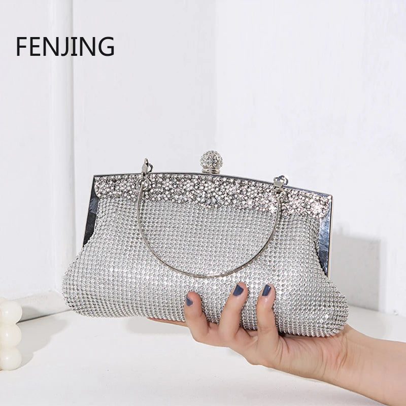 Shinny Luxury Clutch Bag Glitter Wedding Evening Bags with Rhinestone Shoulder Bags Small Handbags Hobos Fashion Party Purse