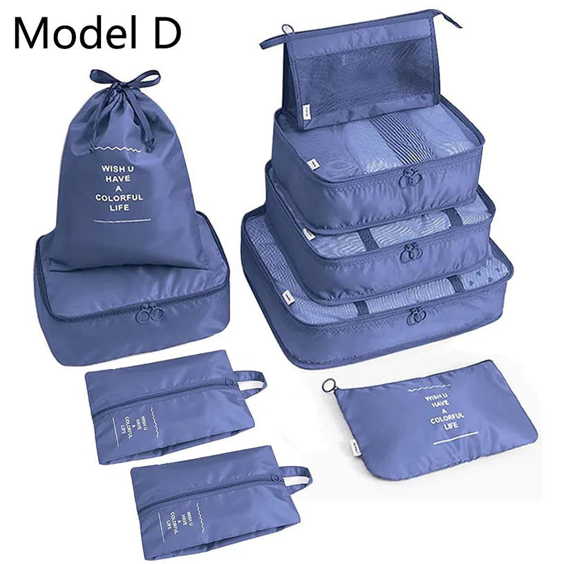 9Pcs/set High Quality Luggage Storage Bags For Packing Cube Clothes Underwear Cosmetic Bag Travel Suitcase Organizer Bag Pouch
