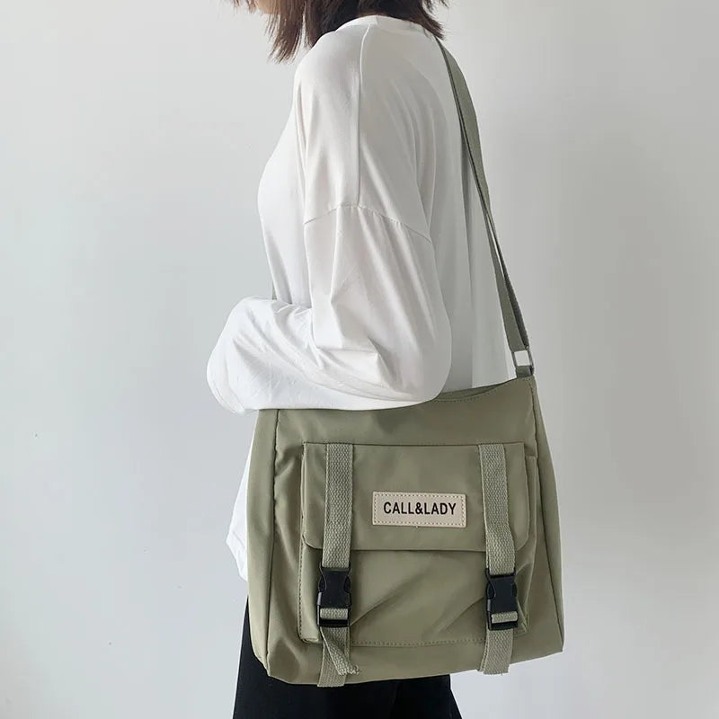 Waterproof Canvas Diagonal Cross Bag Youth Fashion Version Ladies Large Capacity Shoulder Bag Solid Color Women Messenger Bags
