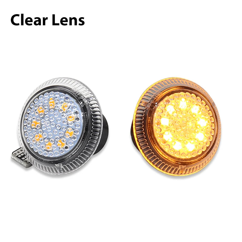 2pcs Round Shape Amber Yellow Full LED Front Fender Side Marker Light For Ford 2010-2021 Transit Connect Van Turn Signal Lamp