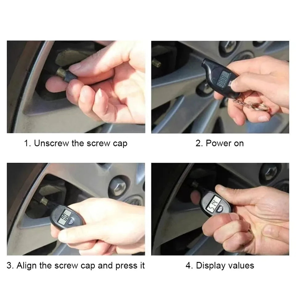 Portable Digital Car Tire Pressure Tester Motorcycle Auto Tyre Air Meter Gauge LCD Display Procession Tool 3-150 PSI Safety