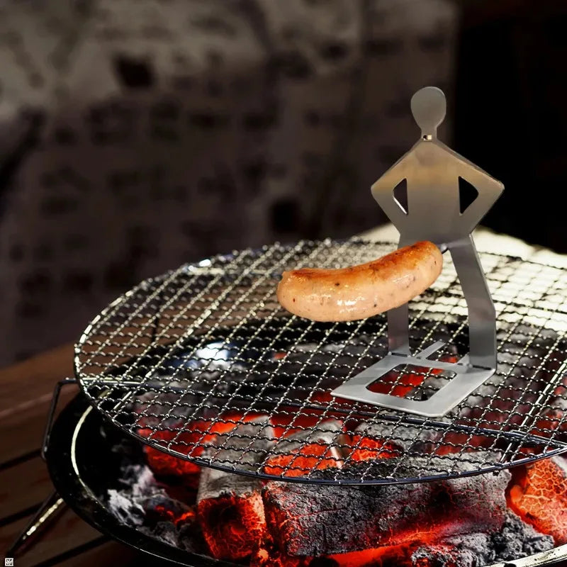 Sausage Holder Stainless Steel Reusable Grill Rack Novelty Tool For Outdoor Camping Barbecue Hot Dog Roasting And Party Use