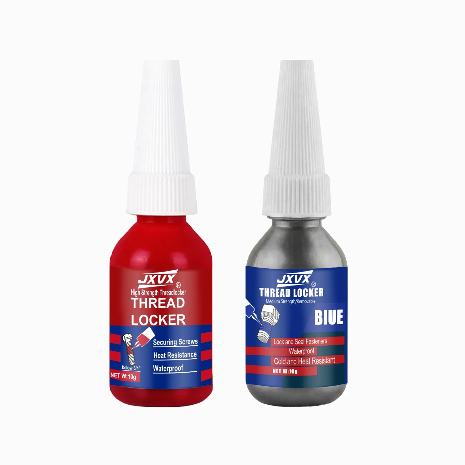 Blue and Red Threadlocker Screw Glue, Fast Curing Thread Fixing Agent, Anaerobic Adhesive, Corrosion Resistant, Anti-Loosening,