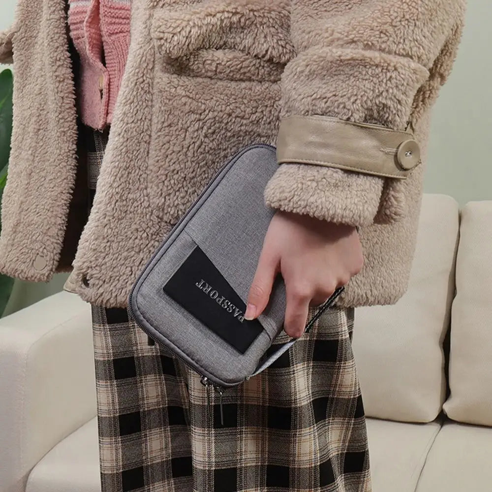 Travel Accessories Travel Wallet OX Cloth Ticket Holder Family Passport Holder Zipper Passport Protective Cover Document Case