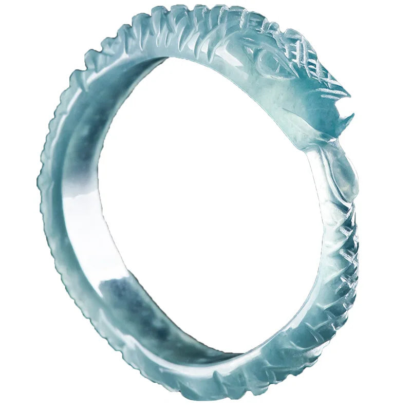 Blue Burmese Jadeite Snake Rings Stone Charms Designer Amulet Talismans Natural Jewelry Carved Real Burmese Jade Gemstone