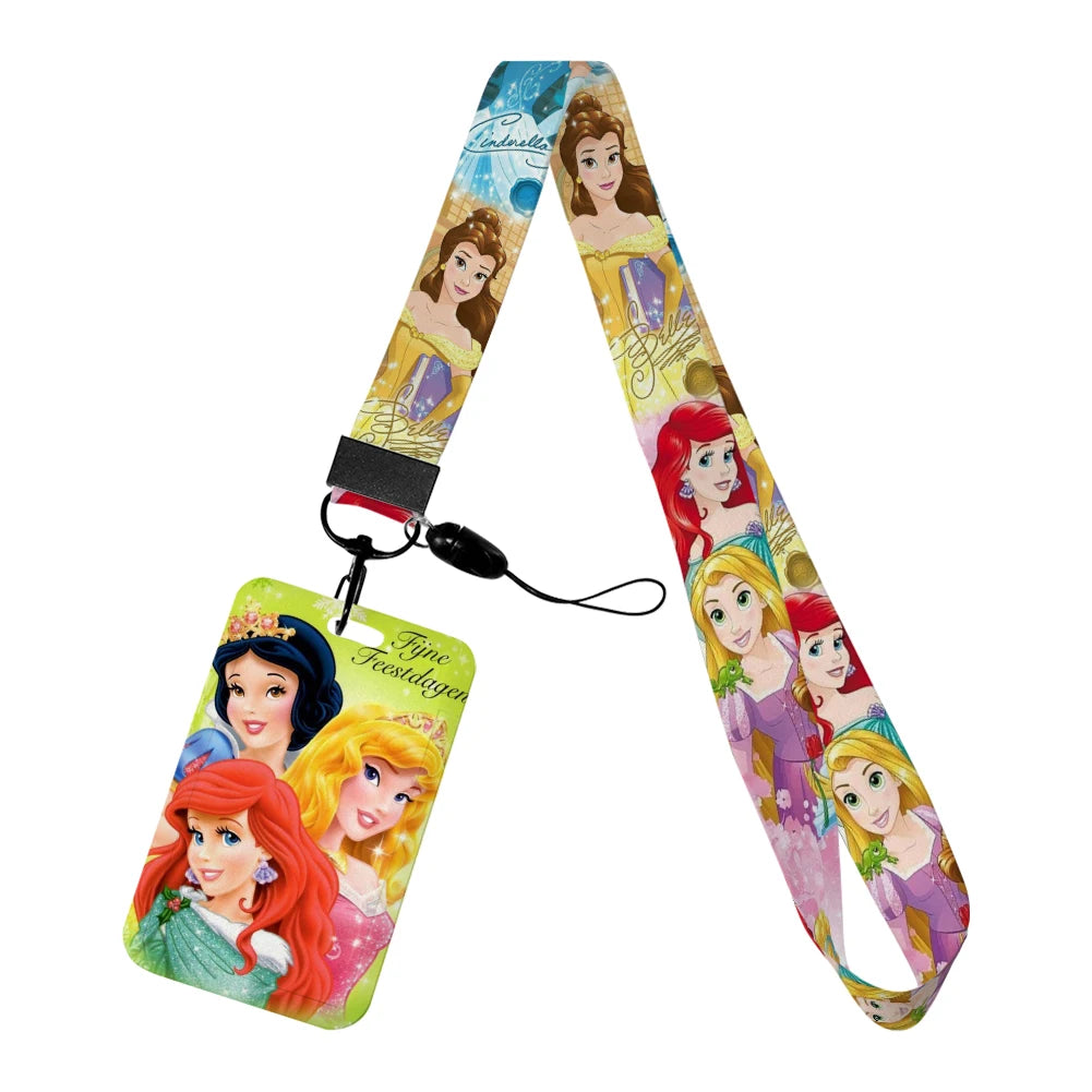 Disney Princess New Arrival Card Holder Student Keychain Girl Bus Metro Protective Case School Card Cover Kid Personalized Gifts