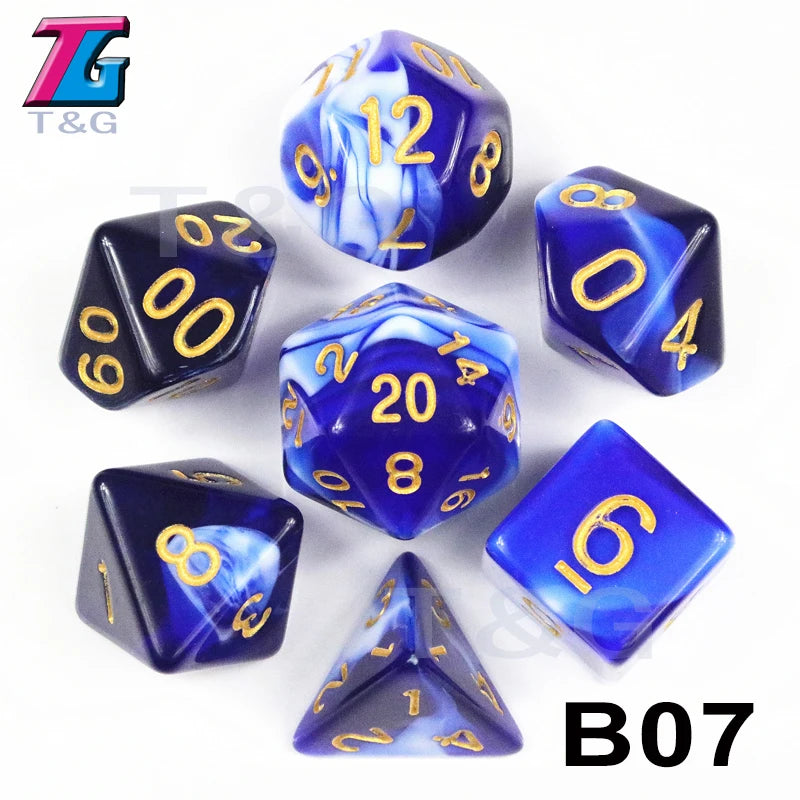Polyhedral Dice TRPG DNDGame Games 7Pcs/Set D4 D6 D8 D10 D12 D20 Multi Sides for Board Game