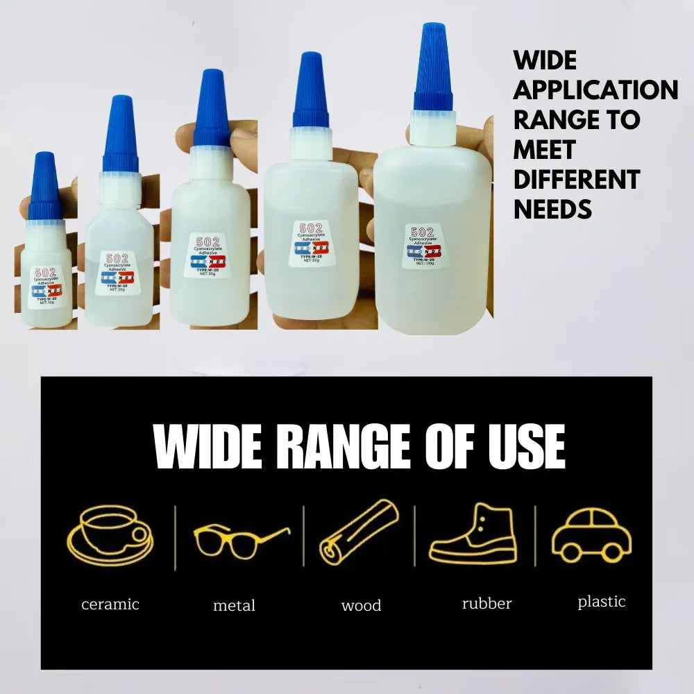 502 Super Glue Cyanoacrylate Instant Strong Quick Dry Adhesive for Caremic Plastic Crafts Jewelry Toys Shoes 10/20/35/50/100g