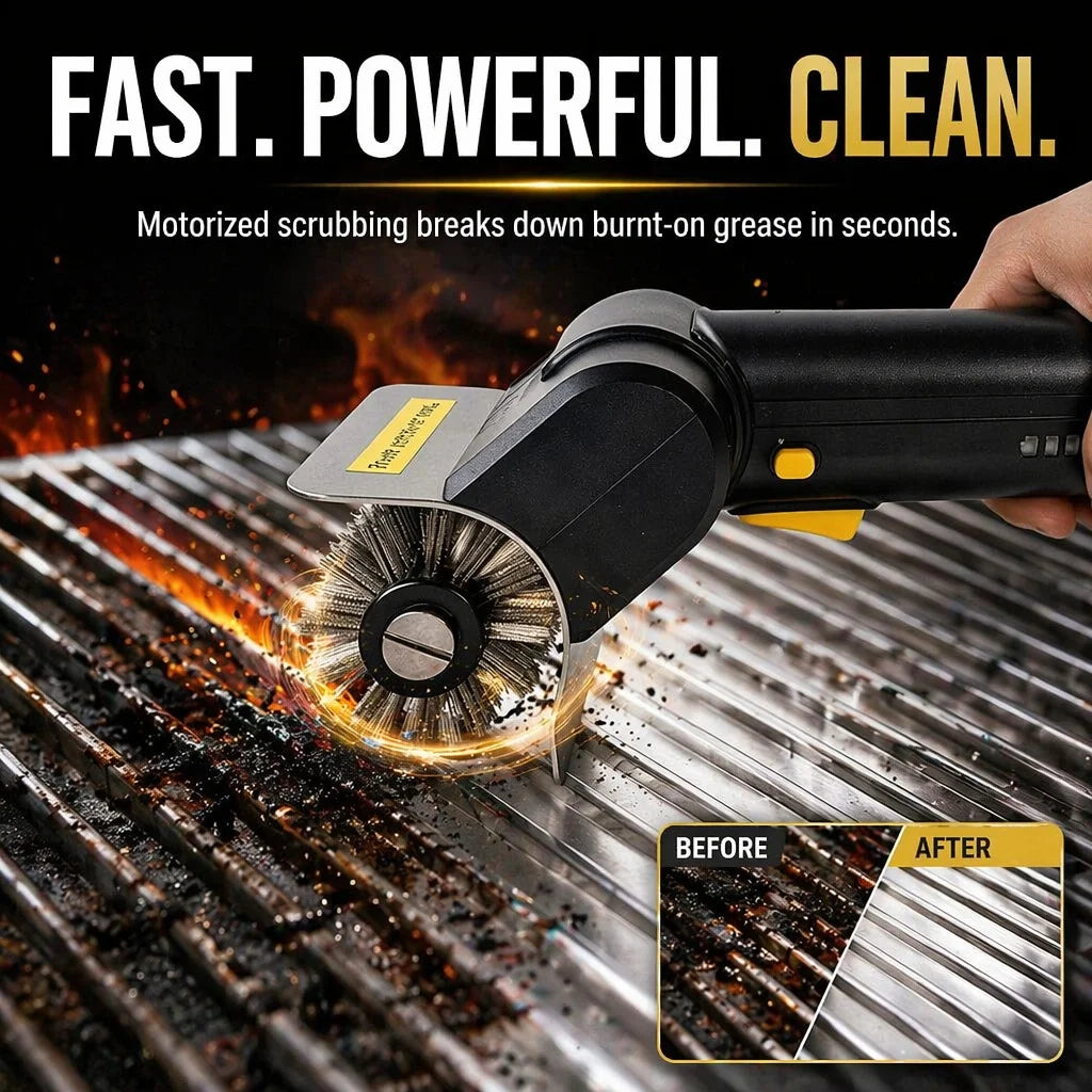Electric BBQ Grill Brush Automatic Barbecue Cleaning Brush Rust Remover Cleaner Outdoor Grill Grate Washing Tool