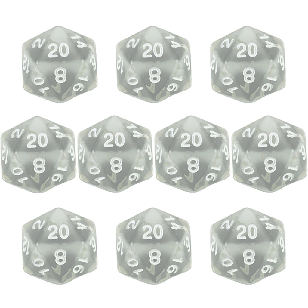 D20 Dice Set 10pcs/set Polyhedral 20 Sided Transparent Dice for Role Playing DND COC Entertainment Board Game