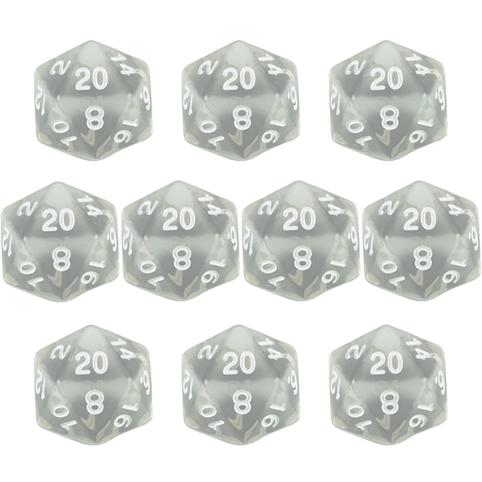 D20 Dice Set 10pcs/set Polyhedral 20 Sided Transparent Dice for Role Playing DND COC Entertainment Board Game