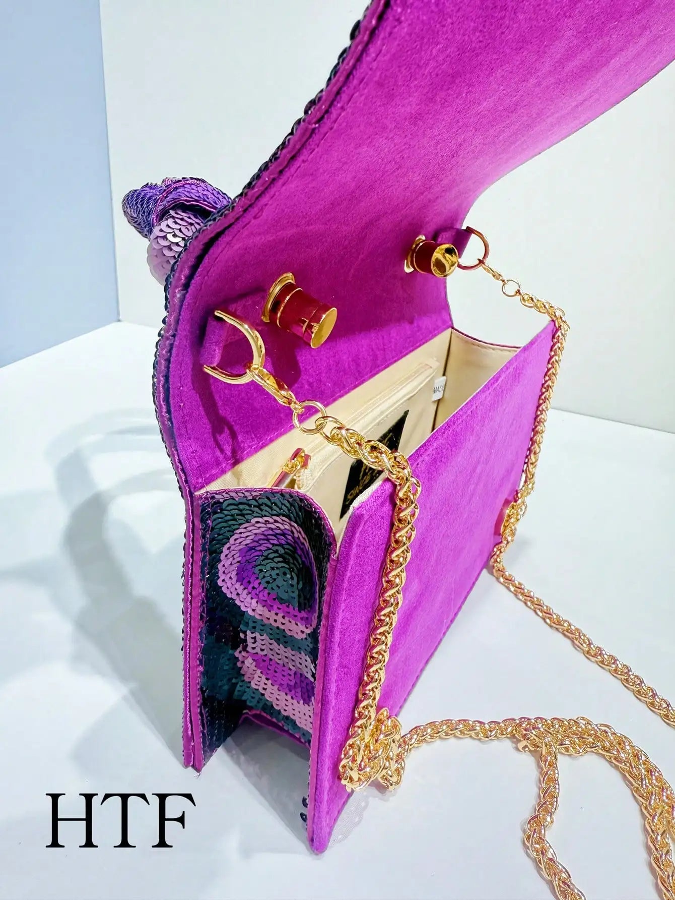 Fashion Sequin Embroidered Floral Design Party Wedding Evening Bag Women's Clutch Bag With Metal Chain Party Dress Evening Bag